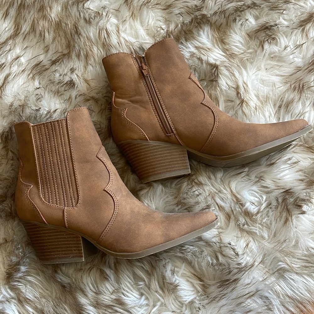 Faux leather booties